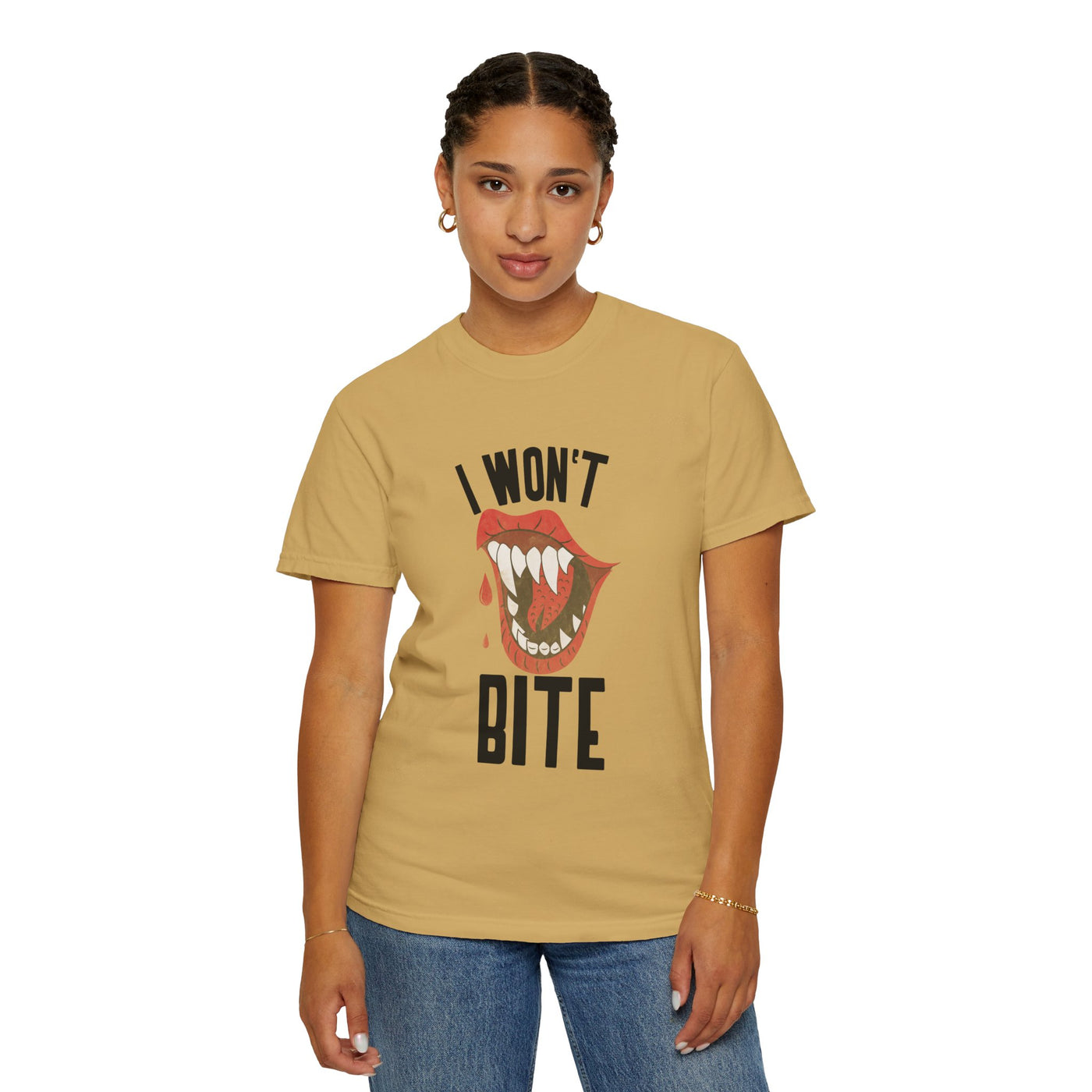 Fun Unisex 'I Won't Bite' T-Shirt for Halloween, Casual Wear, Graphic Tee, Gift for Friends, Statement Shirt