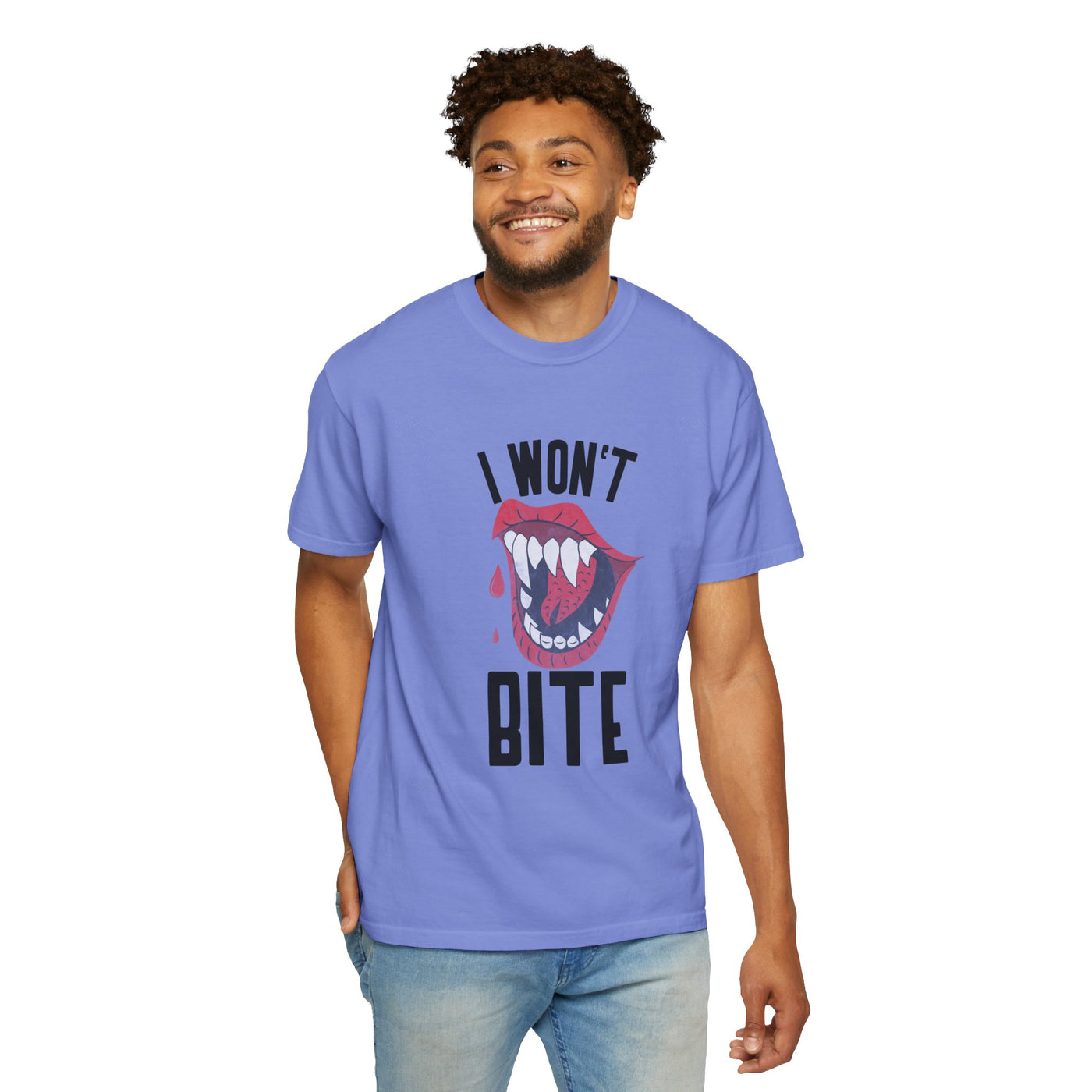 Fun Unisex 'I Won't Bite' T-Shirt for Halloween, Casual Wear, Graphic Tee, Gift for Friends, Statement Shirt