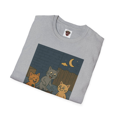Cute Animal Campfire T-Shirt, Cozy Cat T-Shirt, Gifts for Cat Lovers, Unisex Softstyle Tee, Perfect for Camping or Outdoor Fun