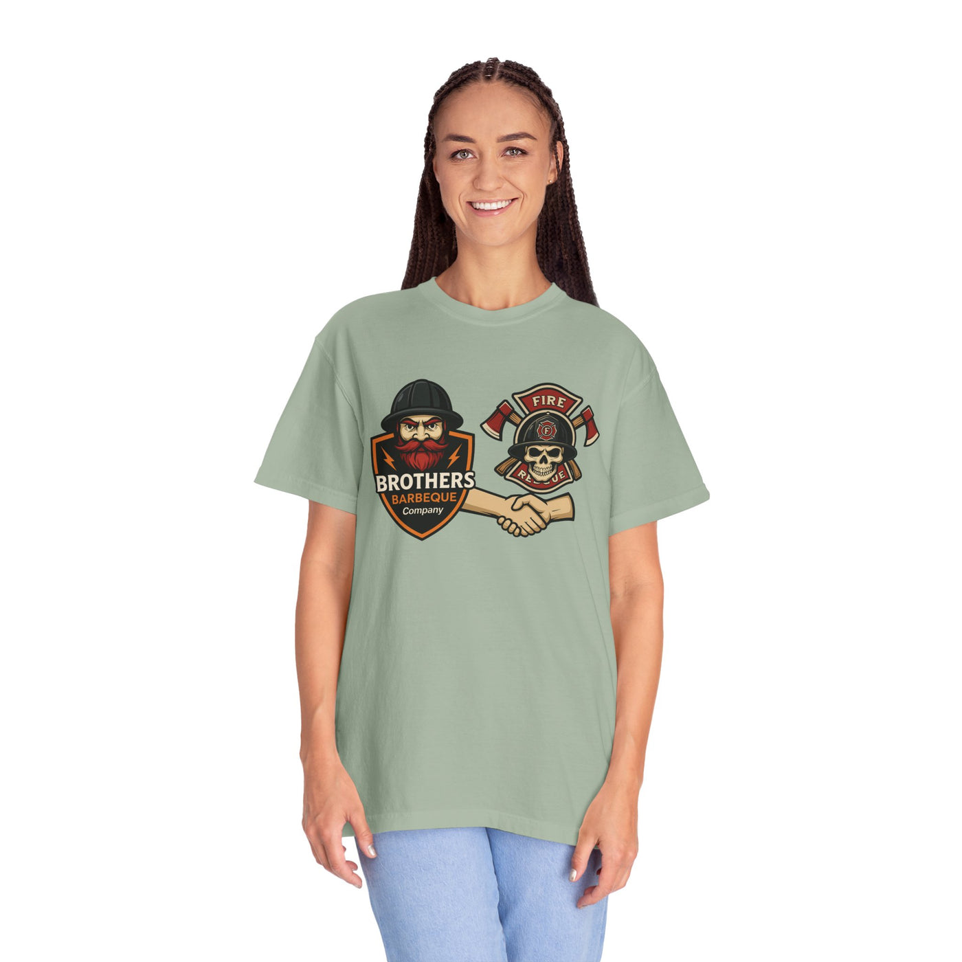 Brotherhood BBQ Humor T-Shirt, Unisex Casual Tee, Firefighter Appreciation, Friendship Gift, BBQ Lovers Shirt, Unique Graphic Tee