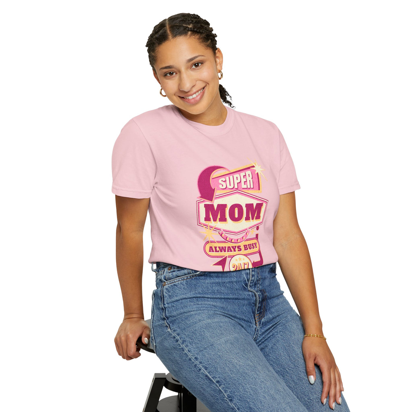 Super Mom Garment-Dyed T-Shirt, Mother's Day Gift, Funny Mom Tee, Busy Mom Apparel, Casual T-Shirt for Moms