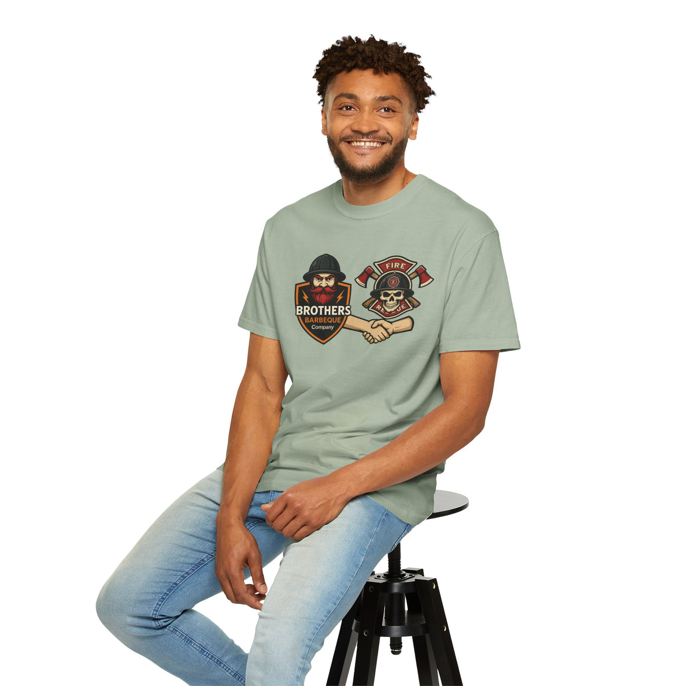 Brotherhood BBQ Humor T-Shirt, Unisex Casual Tee, Firefighter Appreciation, Friendship Gift, BBQ Lovers Shirt, Unique Graphic Tee
