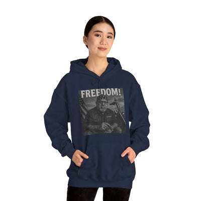 Freedom & Barbeque Unisex Heavy Blend™ Hooded Sweatshirt, Cozy Pullover, Gift for BBQ Lovers, Casual Wear, Freedom Theme, Outdoor Events