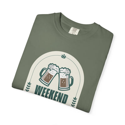 Weekend Forecast Beer T-Shirt | Unisex Garment-Dyed Tee for Beer Lovers, Perfect for Parties, Birthdays, and Casual Wear