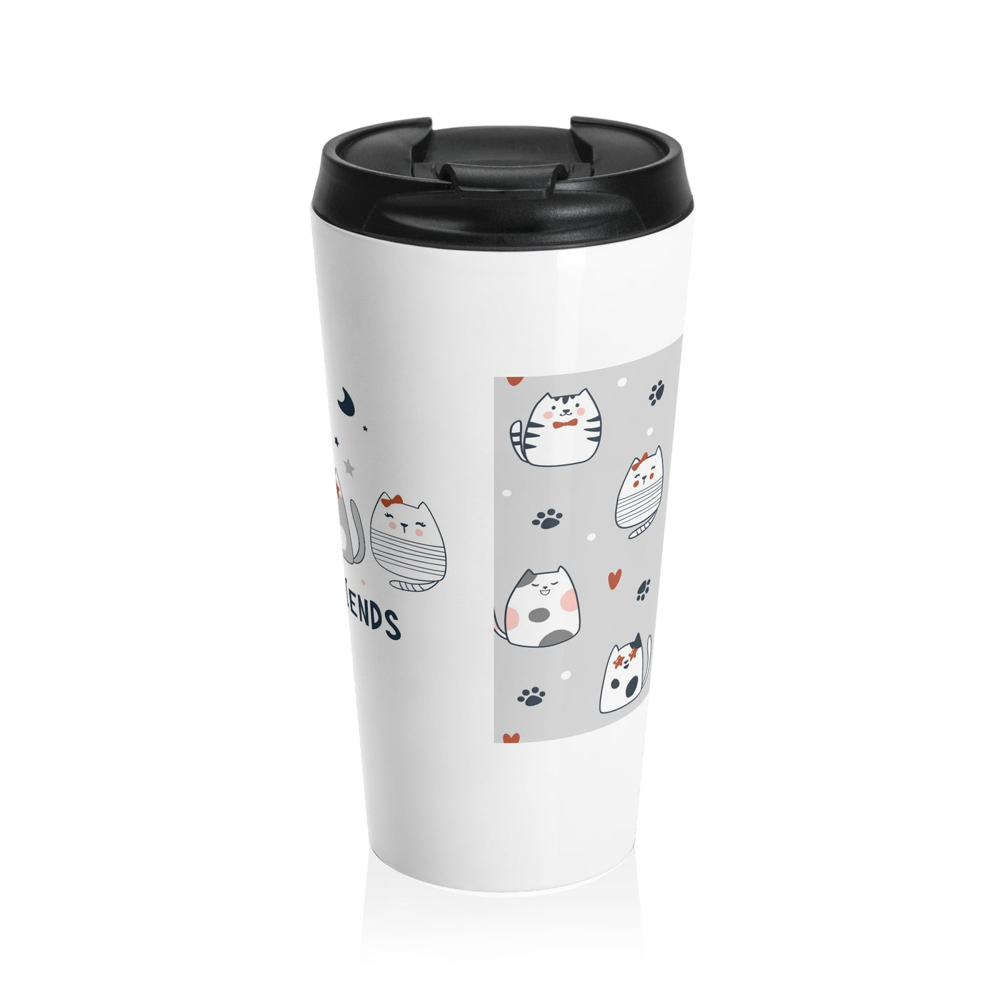 Cute Cat Friends Travel Mug | Purrfect Gift for Cat Lovers, Pet Owner Gift, Coffee Mug, Birthday Present, Animal Lover Gift
