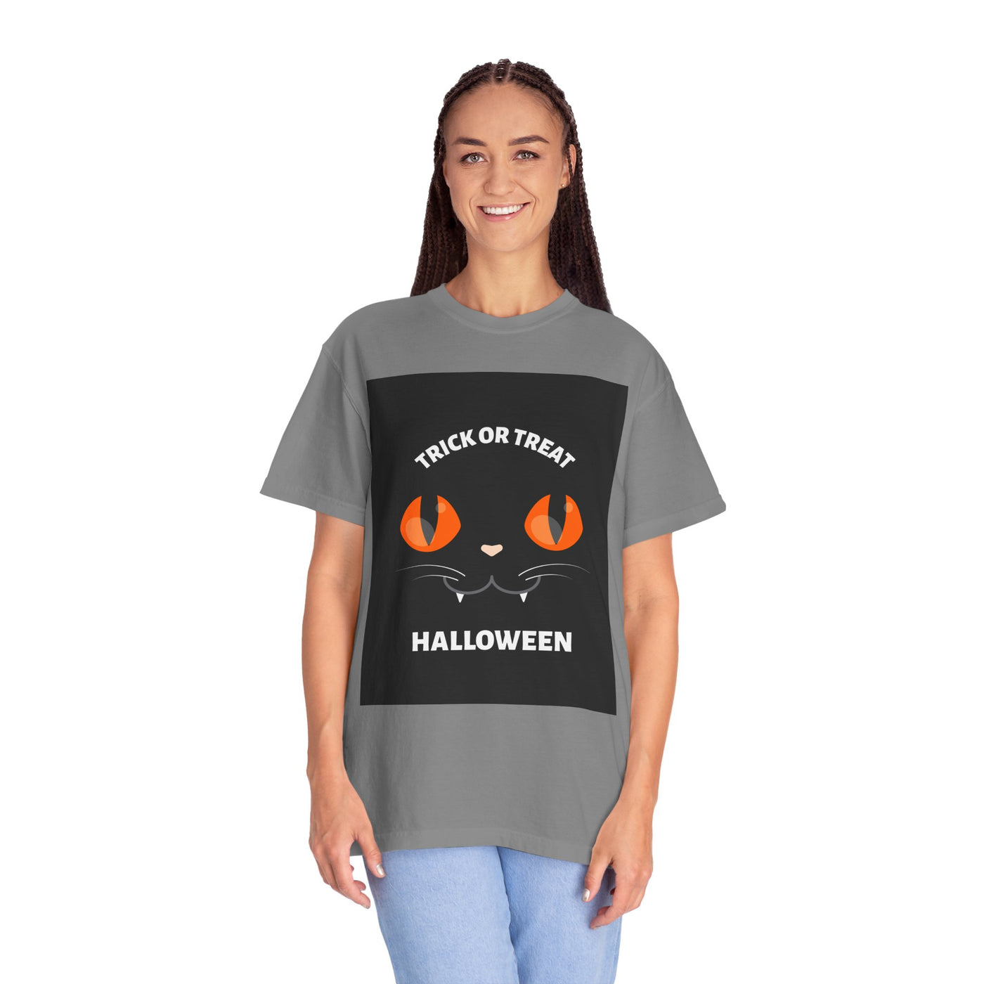 Halloween Cat T-Shirt, Unisex Trick or Treat Tee, Spooky Season Apparel, Cute Halloween Gift, Fall Festival Shirt, Cat Lover T-Shirt