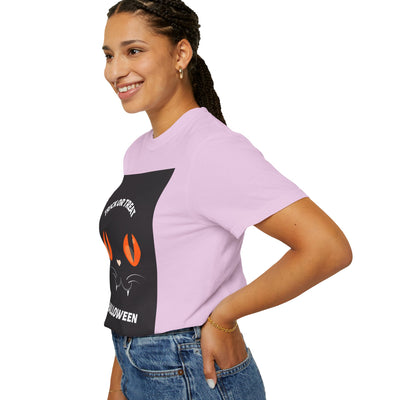 Halloween Cat T-Shirt, Unisex Trick or Treat Tee, Spooky Season Apparel, Cute Halloween Gift, Fall Festival Shirt, Cat Lover T-Shirt