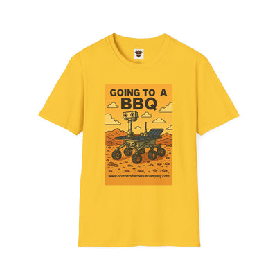 BBQ Rover Unisex Softstyle T-Shirt | Fun BBQ Shirt, Space Enthusiast Gift, Summer Picnic Wear, Mars Rover Shirt, Unique Graphic Tee