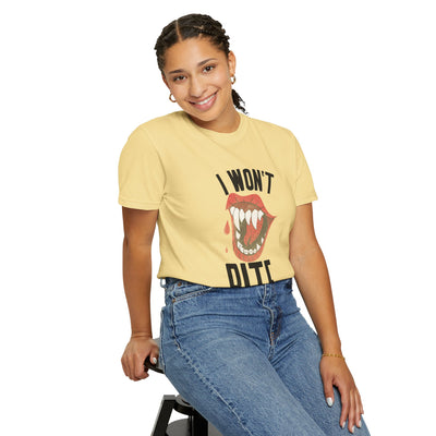 Fun Unisex 'I Won't Bite' T-Shirt for Halloween, Casual Wear, Graphic Tee, Gift for Friends, Statement Shirt
