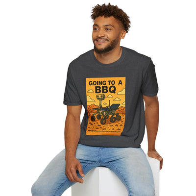 BBQ Rover Unisex Softstyle T-Shirt | Fun BBQ Shirt, Space Enthusiast Gift, Summer Picnic Wear, Mars Rover Shirt, Unique Graphic Tee