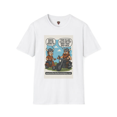 Funny Viking Bikers BBQ T-Shirt, Unisex Softstyle Tee, Gift for Grill Lovers, Casual Wear, Humor Shirt, Summer BBQ Party