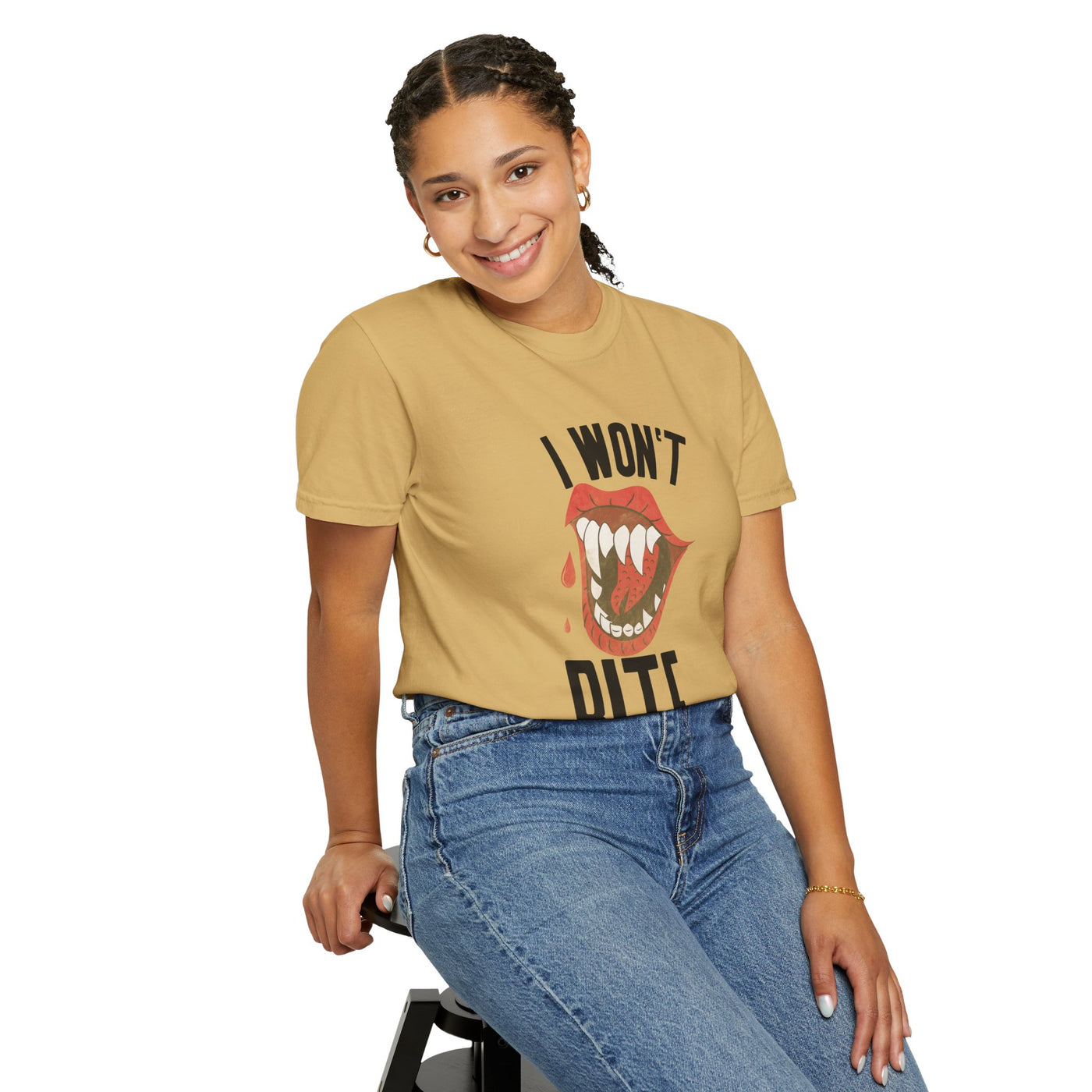 Fun Unisex 'I Won't Bite' T-Shirt for Halloween, Casual Wear, Graphic Tee, Gift for Friends, Statement Shirt