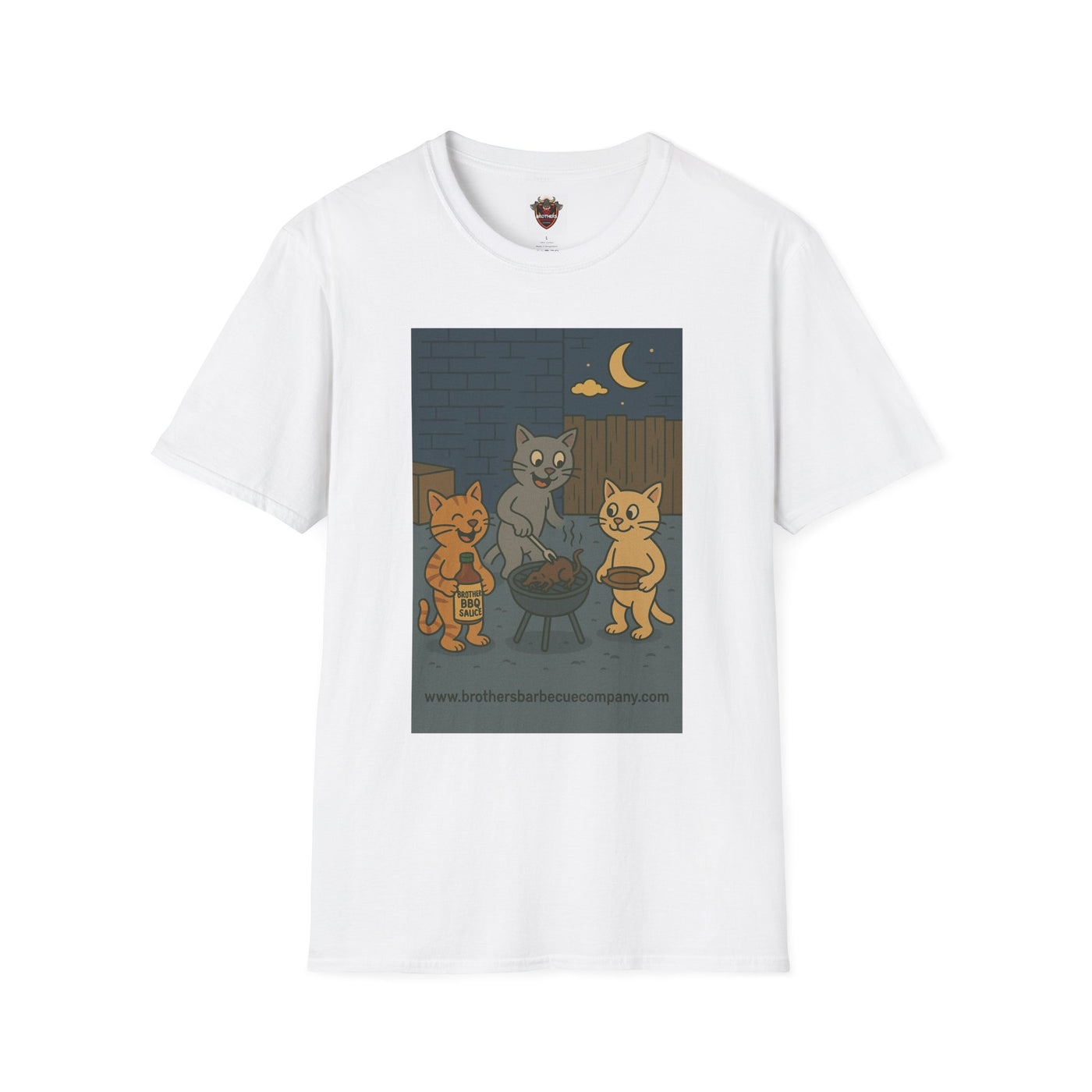 Cute Animal Campfire T-Shirt, Cozy Cat T-Shirt, Gifts for Cat Lovers, Unisex Softstyle Tee, Perfect for Camping or Outdoor Fun