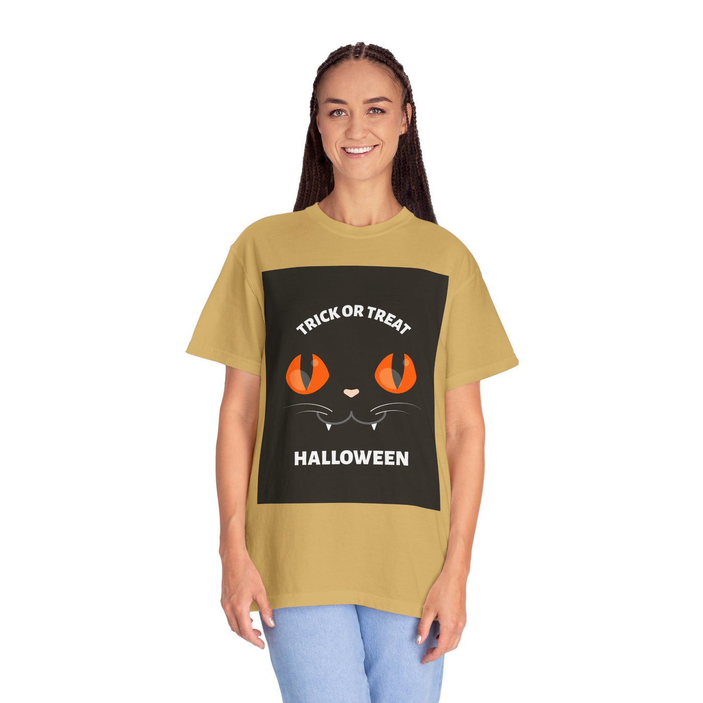 Halloween Cat T-Shirt, Unisex Trick or Treat Tee, Spooky Season Apparel, Cute Halloween Gift, Fall Festival Shirt, Cat Lover T-Shirt