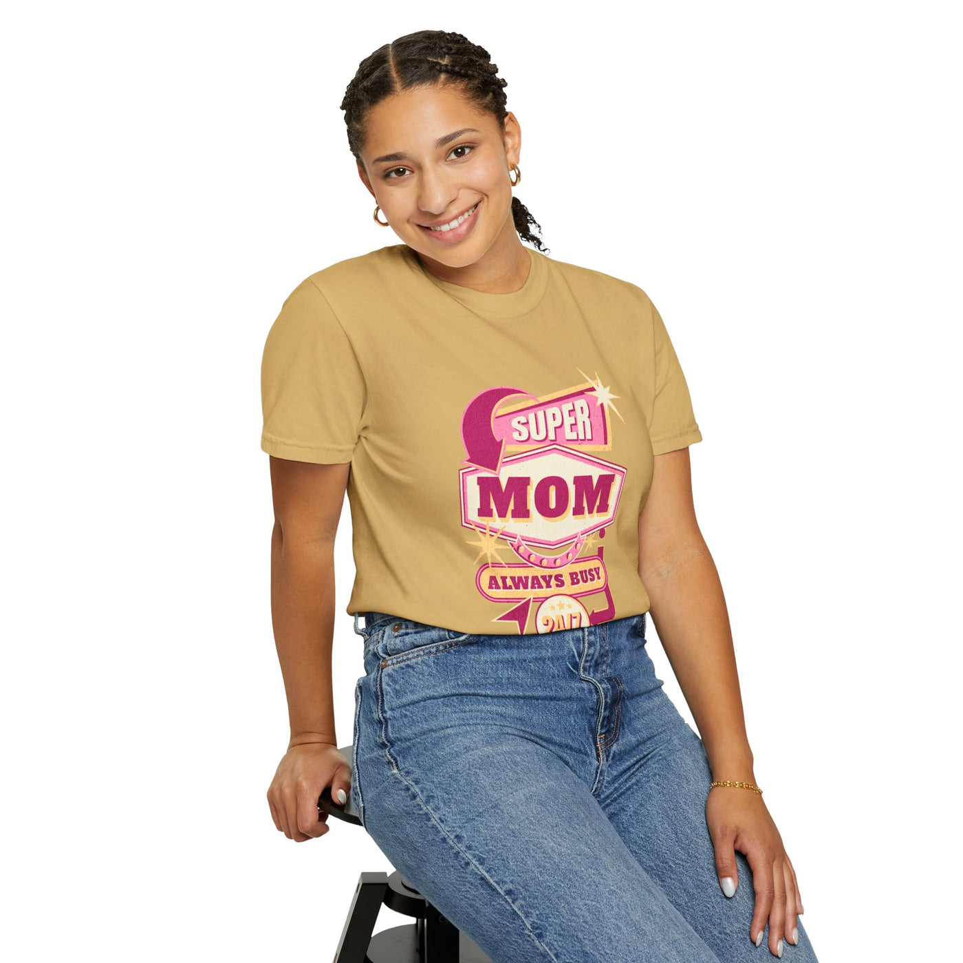 Super Mom Garment-Dyed T-Shirt, Mother's Day Gift, Funny Mom Tee, Busy Mom Apparel, Casual T-Shirt for Moms