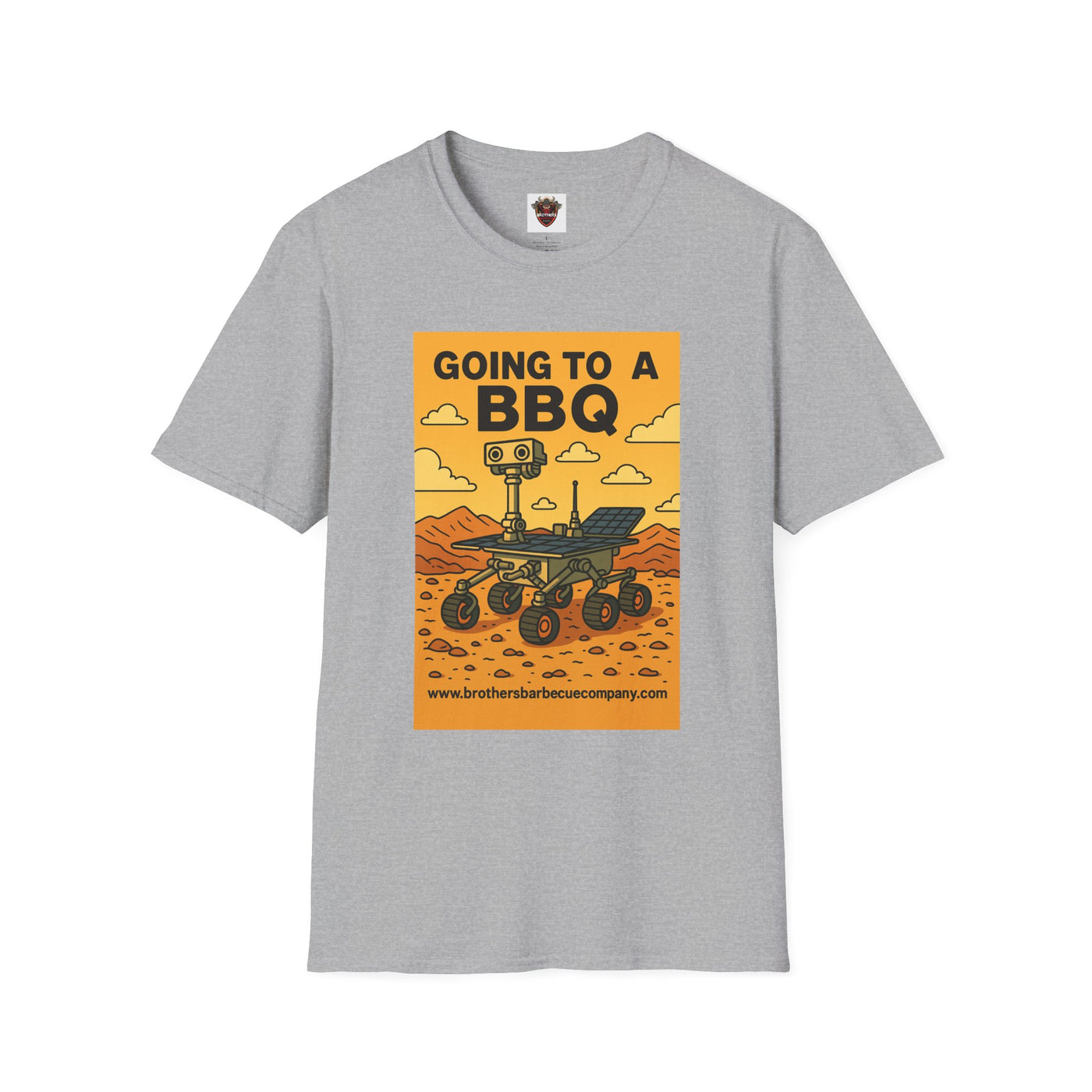 BBQ Rover Unisex Softstyle T-Shirt | Fun BBQ Shirt, Space Enthusiast Gift, Summer Picnic Wear, Mars Rover Shirt, Unique Graphic Tee