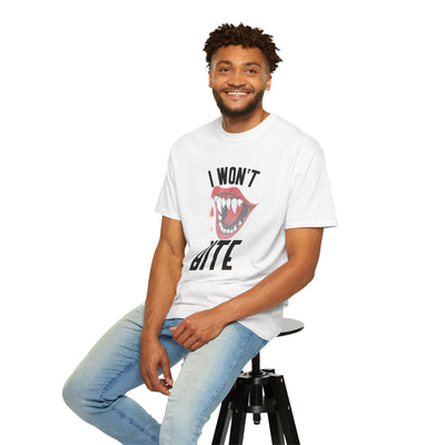 Fun Unisex 'I Won't Bite' T-Shirt for Halloween, Casual Wear, Graphic Tee, Gift for Friends, Statement Shirt