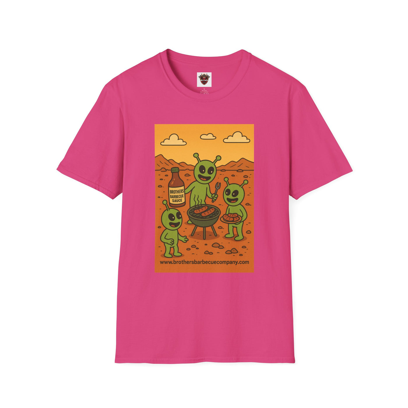 Alien BBQ Meat Party Unisex Softstyle T-Shirt, Funny Graphic Tee, Unique Gift, Summer Barbecue Wear, Casual Everyday Shirt, Fun Statement Top
