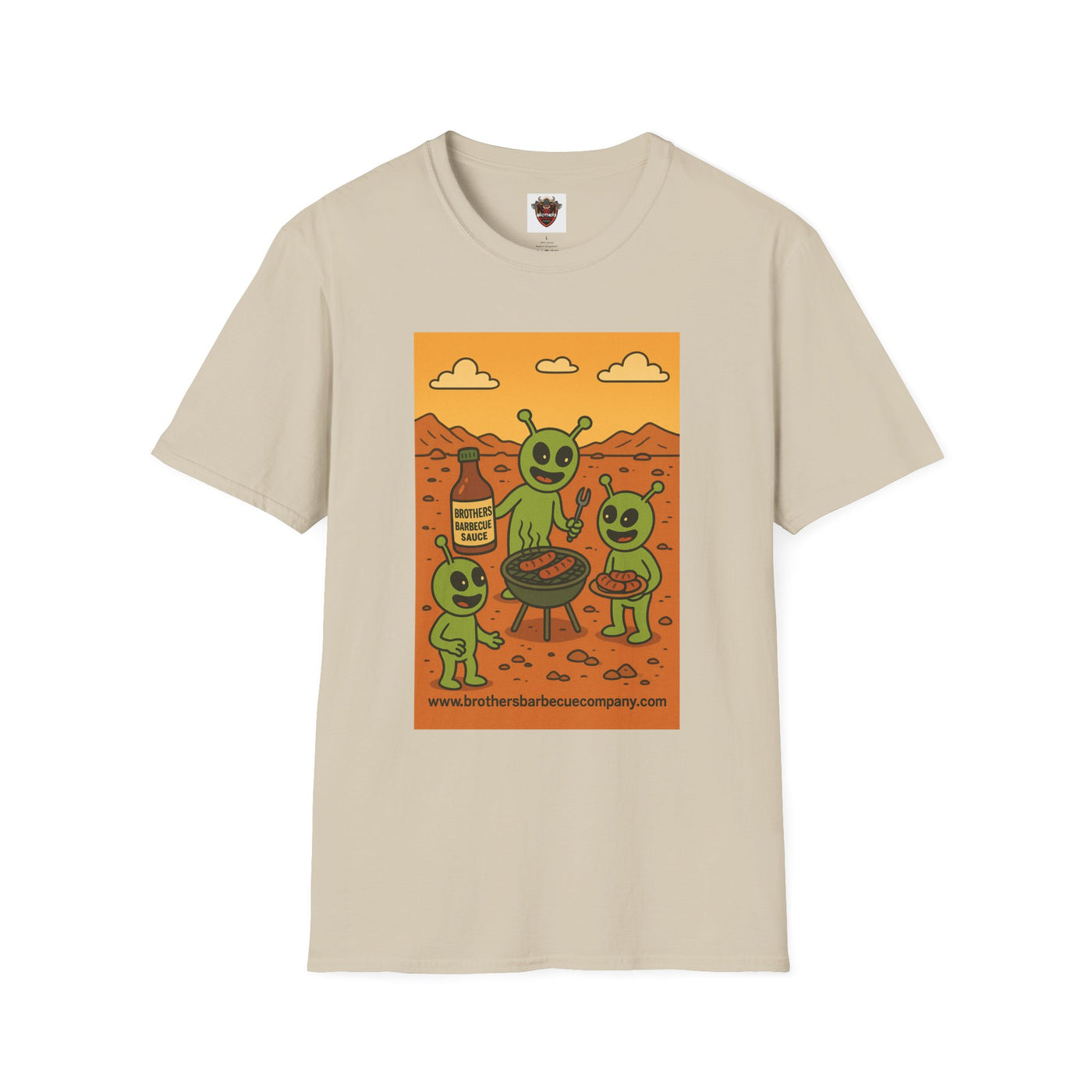Alien BBQ Meat Party Unisex Softstyle T-Shirt, Funny Graphic Tee, Unique Gift, Summer Barbecue Wear, Casual Everyday Shirt, Fun Statement Top