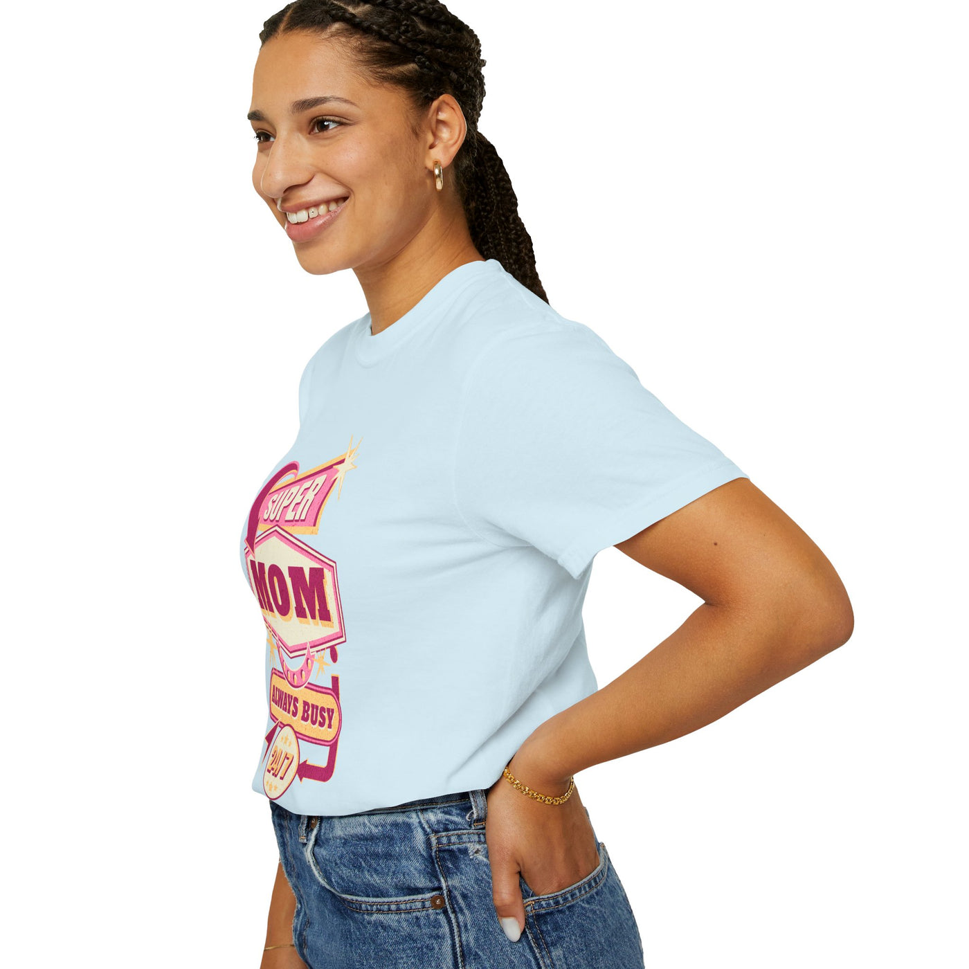 Super Mom Garment-Dyed T-Shirt, Mother's Day Gift, Funny Mom Tee, Busy Mom Apparel, Casual T-Shirt for Moms