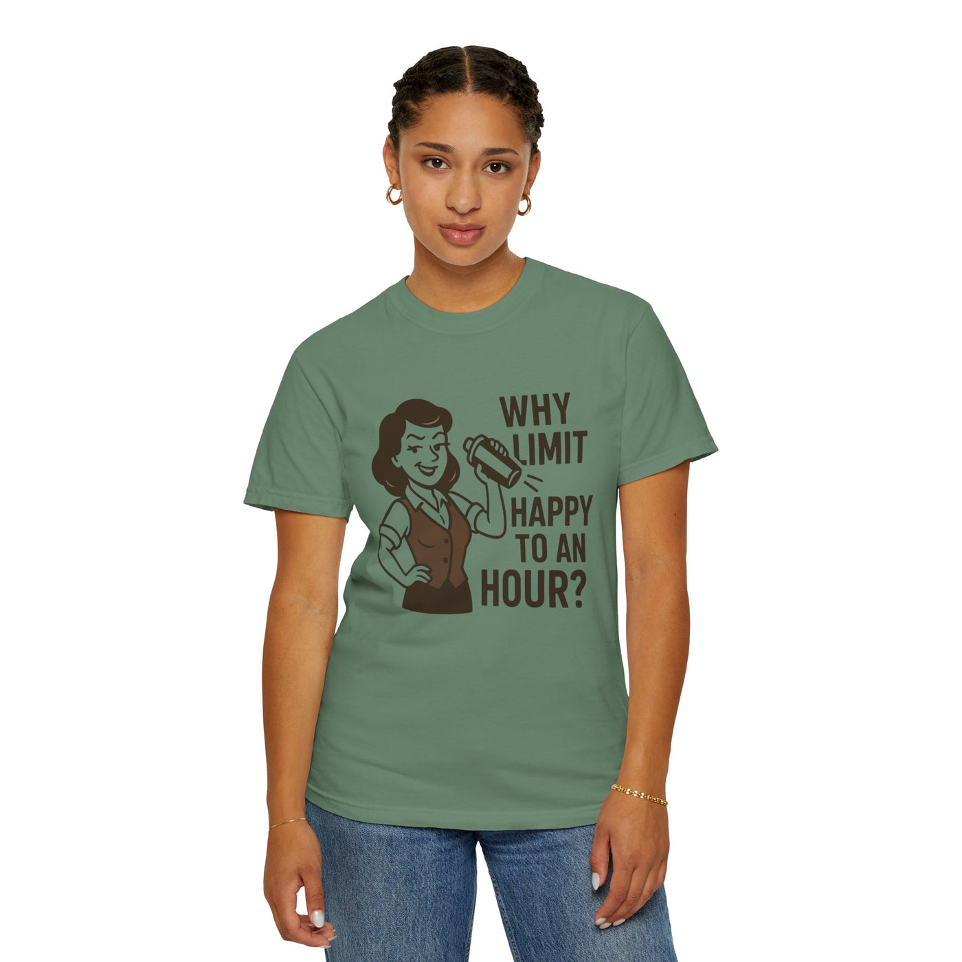 Why limit happy hour to an hour t-shirt, Chic Humor T-Shirt, Funny Shirt, Gift for Her, Casual Wear, Unisex Tee, Celebration Apparel