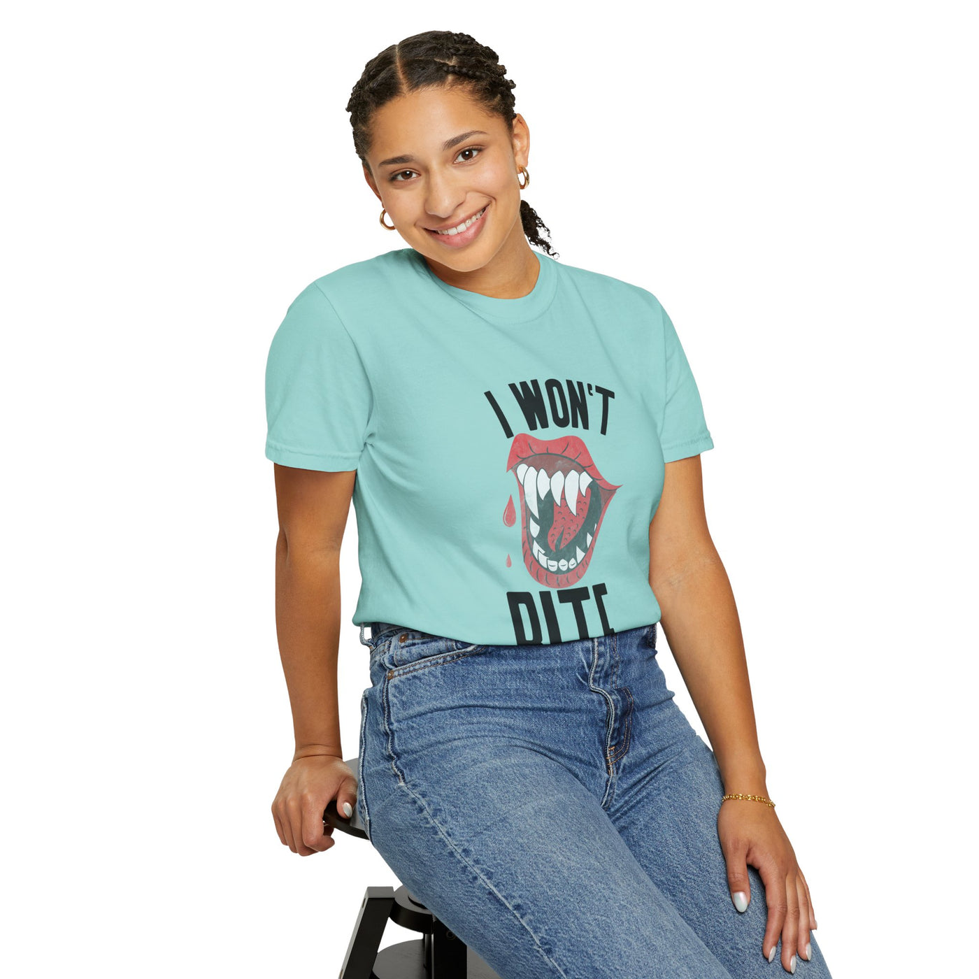 Fun Unisex 'I Won't Bite' T-Shirt for Halloween, Casual Wear, Graphic Tee, Gift for Friends, Statement Shirt