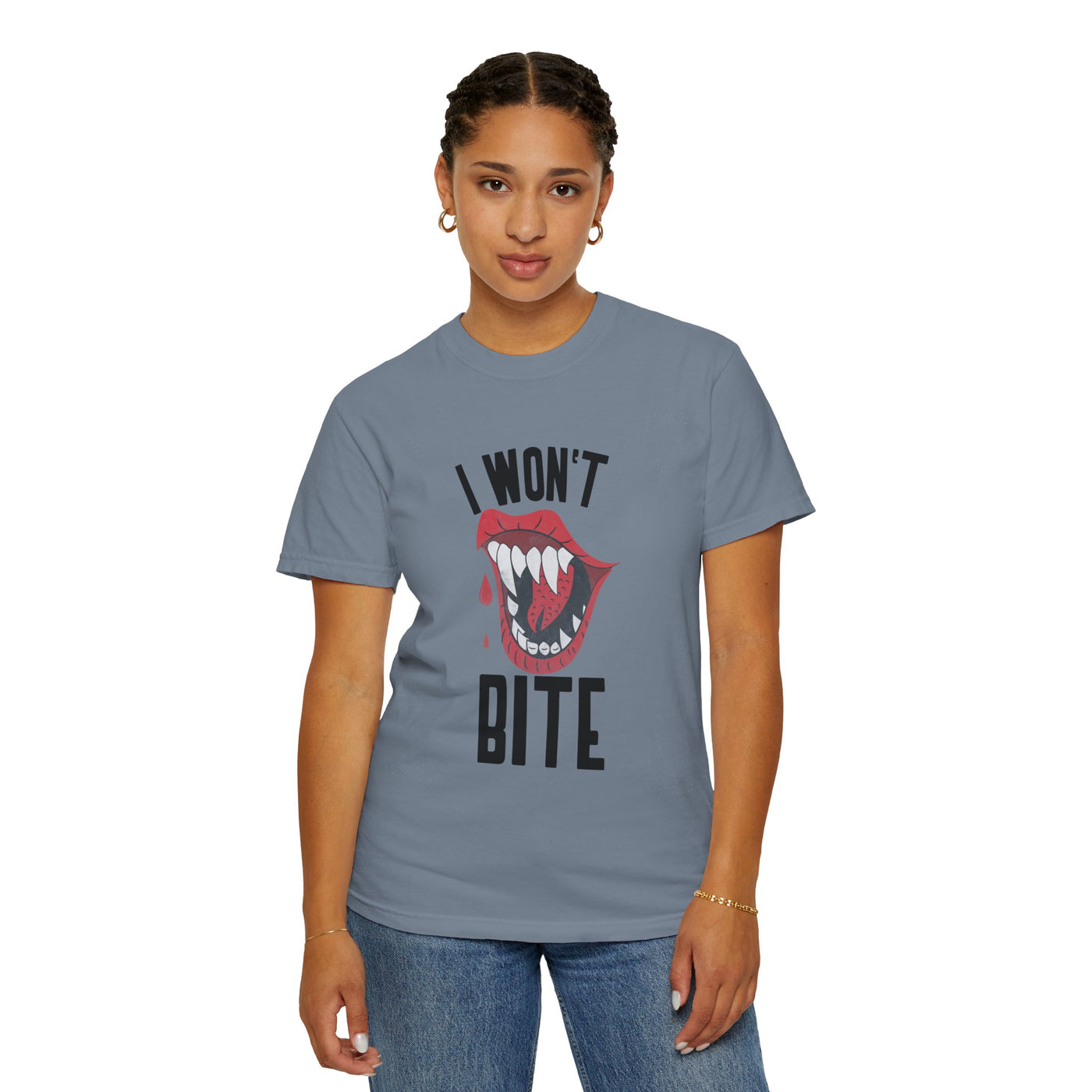 Fun Unisex 'I Won't Bite' T-Shirt for Halloween, Casual Wear, Graphic Tee, Gift for Friends, Statement Shirt