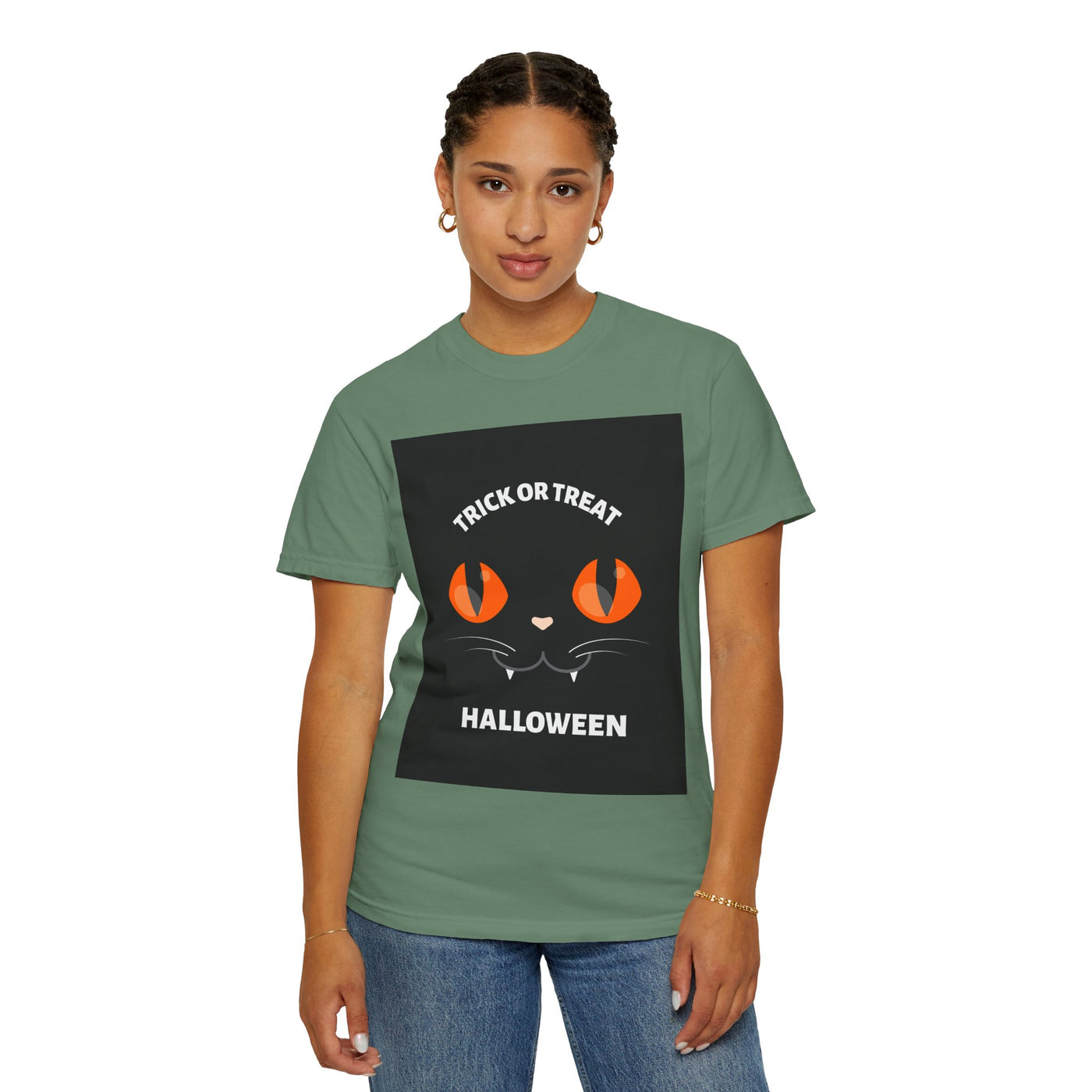 Halloween Cat T-Shirt, Unisex Trick or Treat Tee, Spooky Season Apparel, Cute Halloween Gift, Fall Festival Shirt, Cat Lover T-Shirt