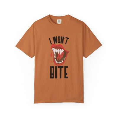 Fun Unisex 'I Won't Bite' T-Shirt for Halloween, Casual Wear, Graphic Tee, Gift for Friends, Statement Shirt