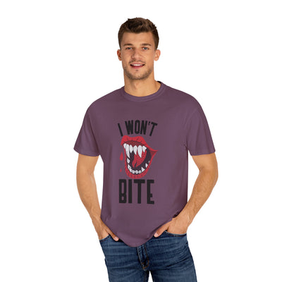 Fun Unisex 'I Won't Bite' T-Shirt for Halloween, Casual Wear, Graphic Tee, Gift for Friends, Statement Shirt