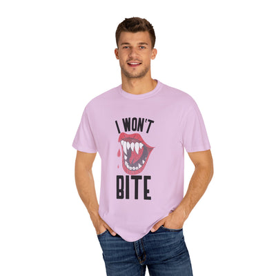Fun Unisex 'I Won't Bite' T-Shirt for Halloween, Casual Wear, Graphic Tee, Gift for Friends, Statement Shirt