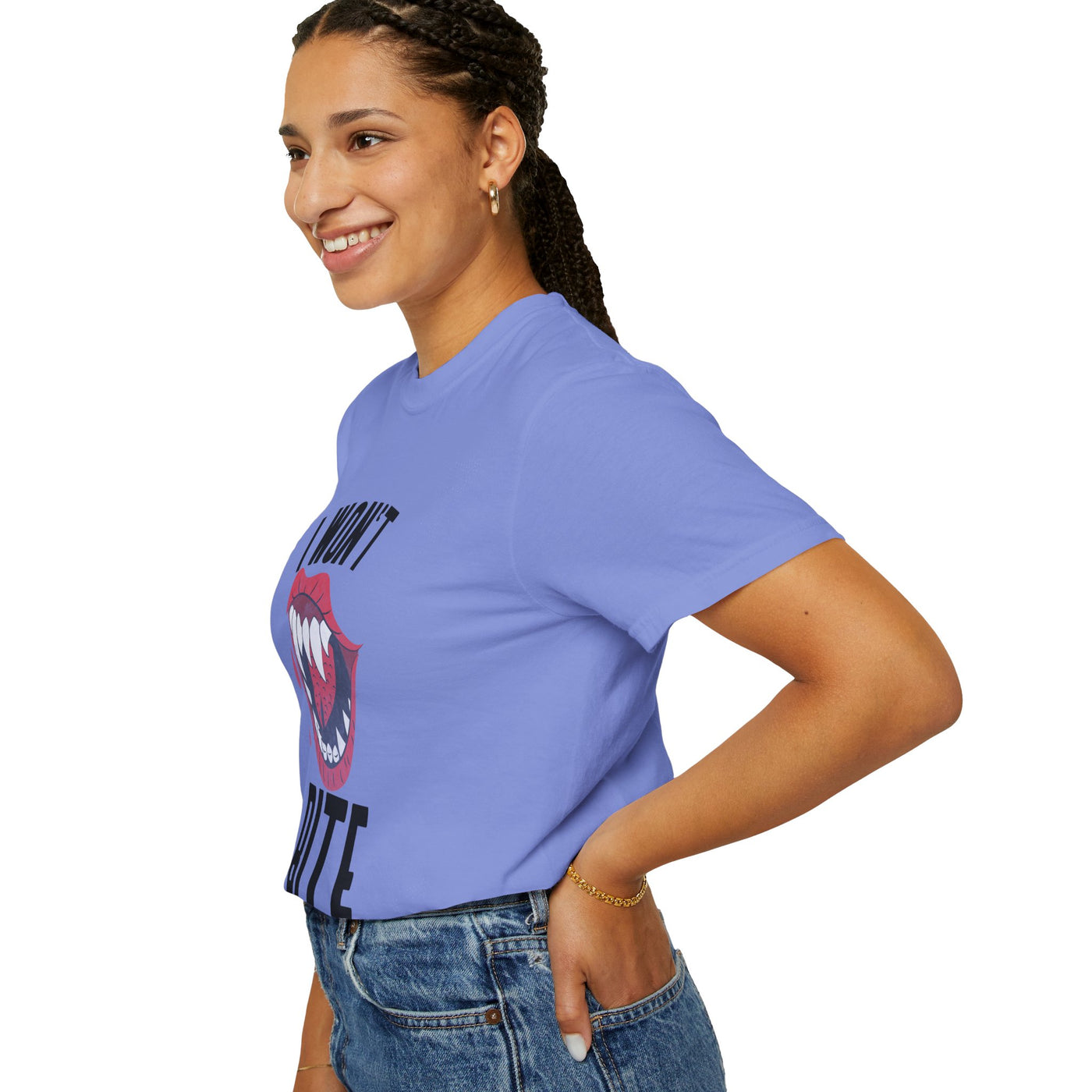 Fun Unisex 'I Won't Bite' T-Shirt for Halloween, Casual Wear, Graphic Tee, Gift for Friends, Statement Shirt
