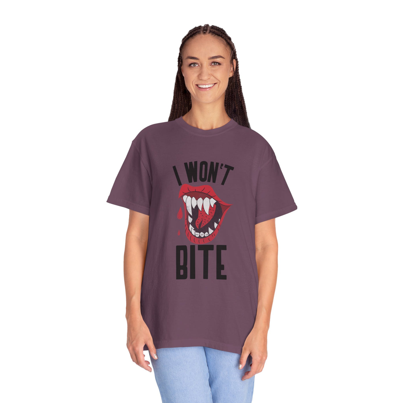 Fun Unisex 'I Won't Bite' T-Shirt for Halloween, Casual Wear, Graphic Tee, Gift for Friends, Statement Shirt