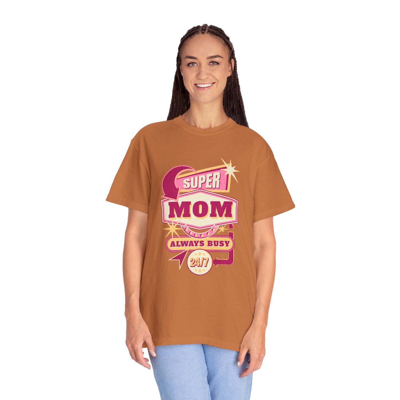 Super Mom Garment-Dyed T-Shirt, Mother's Day Gift, Funny Mom Tee, Busy Mom Apparel, Casual T-Shirt for Moms