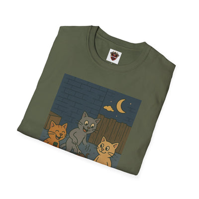 Cute Animal Campfire T-Shirt, Cozy Cat T-Shirt, Gifts for Cat Lovers, Unisex Softstyle Tee, Perfect for Camping or Outdoor Fun