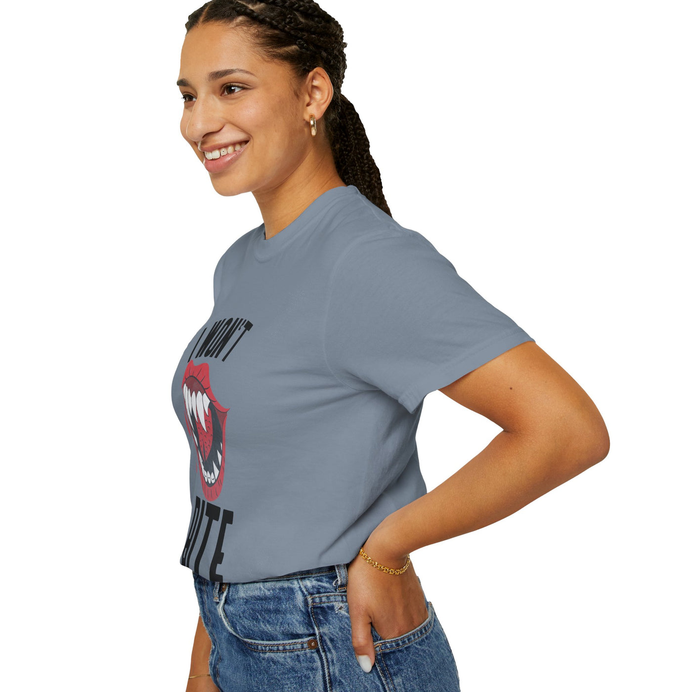 Fun Unisex 'I Won't Bite' T-Shirt for Halloween, Casual Wear, Graphic Tee, Gift for Friends, Statement Shirt