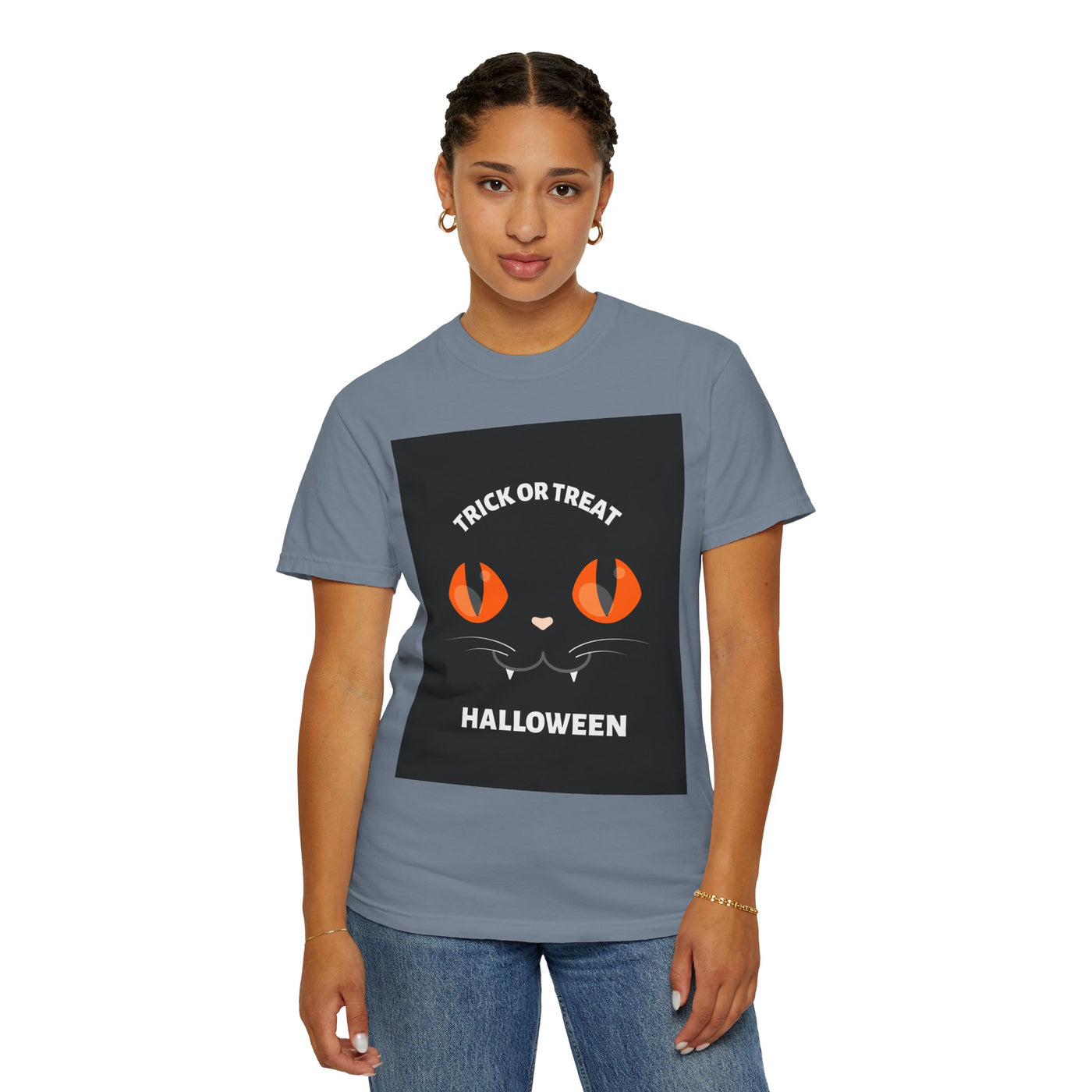 Halloween Cat T-Shirt, Unisex Trick or Treat Tee, Spooky Season Apparel, Cute Halloween Gift, Fall Festival Shirt, Cat Lover T-Shirt