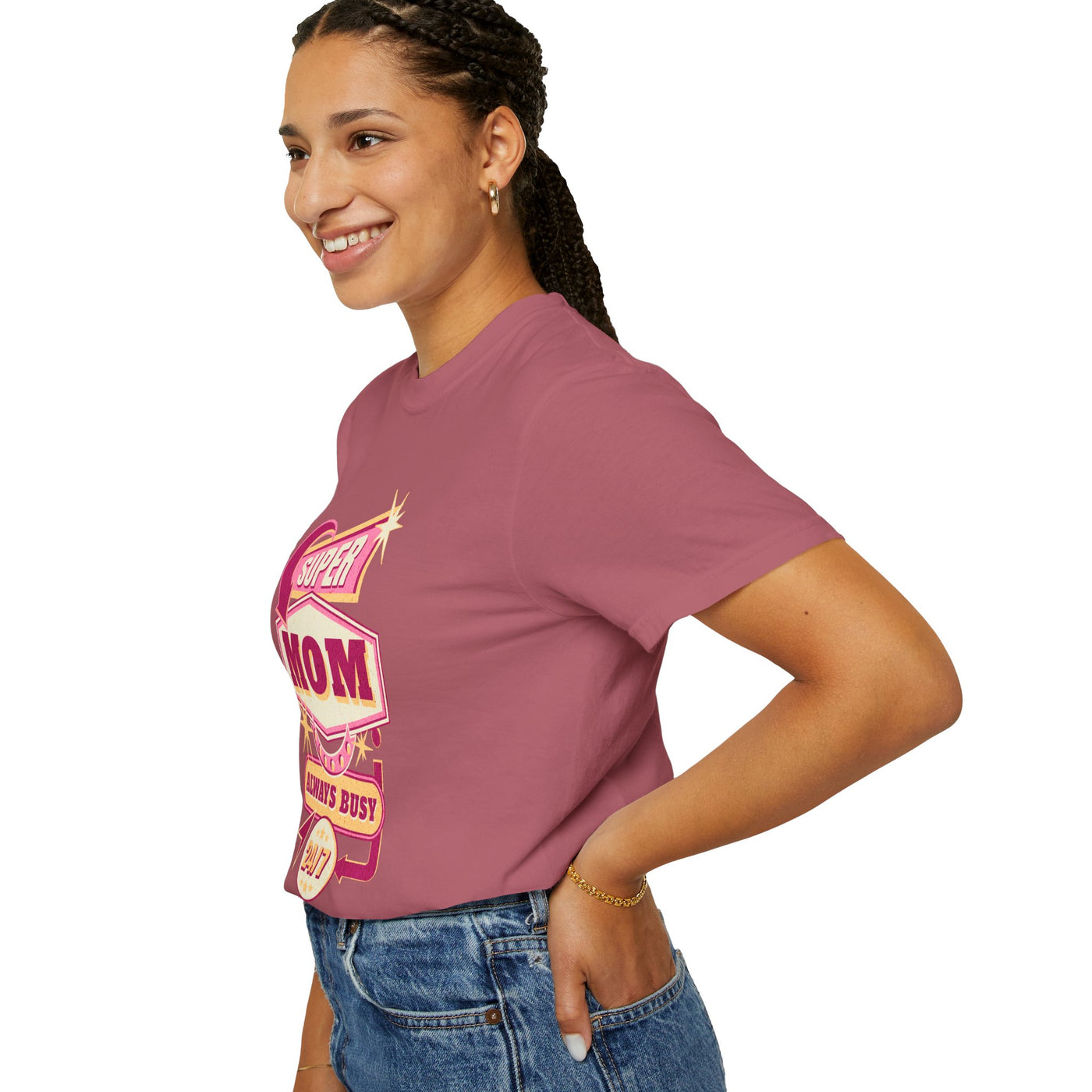 Super Mom Garment-Dyed T-Shirt, Mother's Day Gift, Funny Mom Tee, Busy Mom Apparel, Casual T-Shirt for Moms