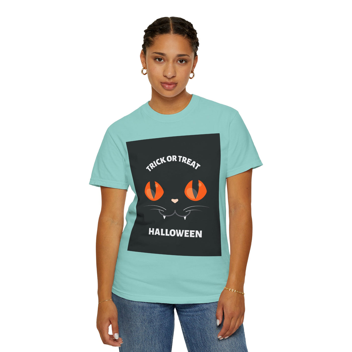 Halloween Cat T-Shirt, Unisex Trick or Treat Tee, Spooky Season Apparel, Cute Halloween Gift, Fall Festival Shirt, Cat Lover T-Shirt