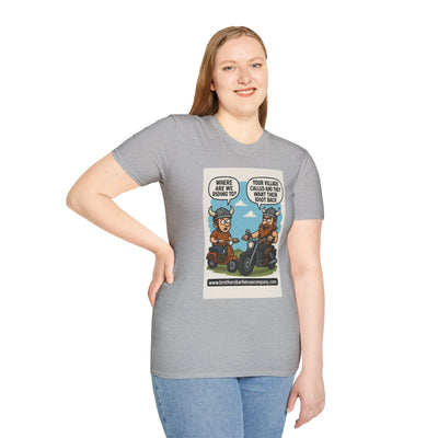 Funny Viking Bikers BBQ T-Shirt, Unisex Softstyle Tee, Gift for Grill Lovers, Casual Wear, Humor Shirt, Summer BBQ Party