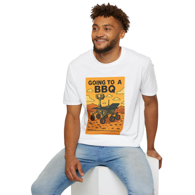 BBQ Rover Unisex Softstyle T-Shirt | Fun BBQ Shirt, Space Enthusiast Gift, Summer Picnic Wear, Mars Rover Shirt, Unique Graphic Tee