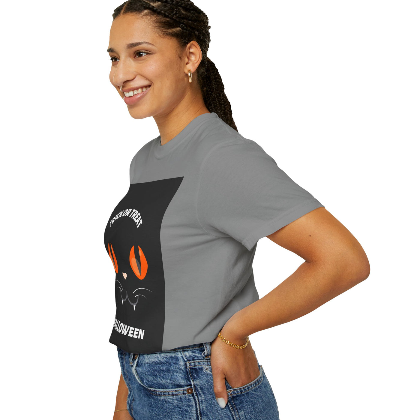 Halloween Cat T-Shirt, Unisex Trick or Treat Tee, Spooky Season Apparel, Cute Halloween Gift, Fall Festival Shirt, Cat Lover T-Shirt