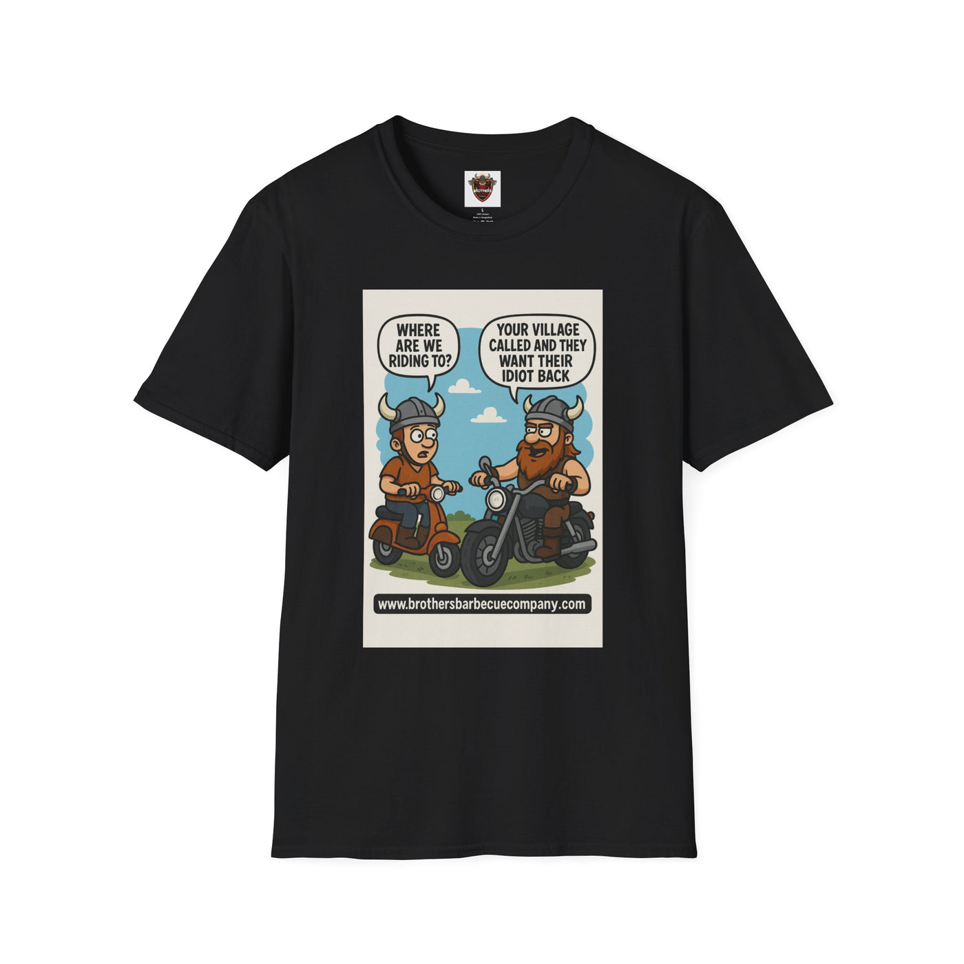 Funny Viking Bikers BBQ T-Shirt, Unisex Softstyle Tee, Gift for Grill Lovers, Casual Wear, Humor Shirt, Summer BBQ Party