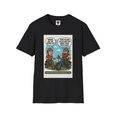 Funny Viking Bikers BBQ T-Shirt, Unisex Softstyle Tee, Gift for Grill Lovers, Casual Wear, Humor Shirt, Summer BBQ Party