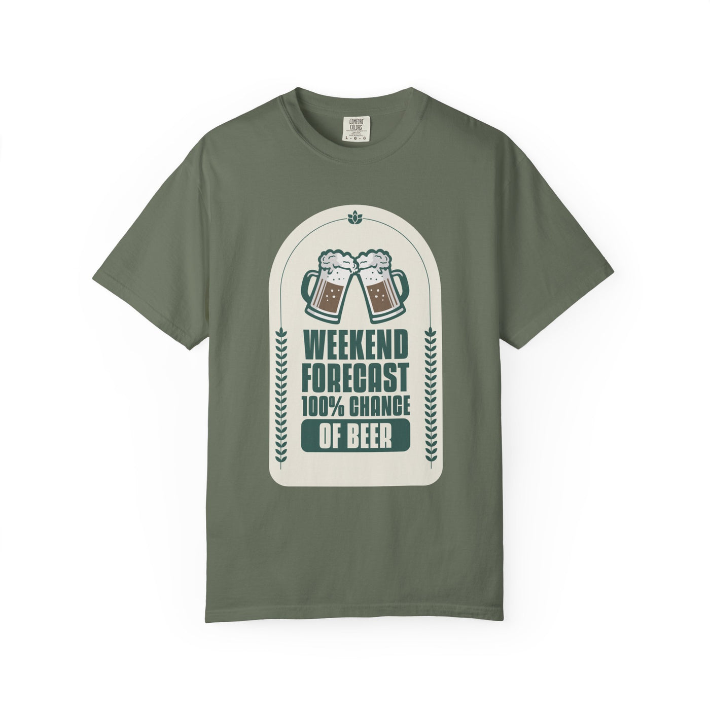 Weekend Forecast Beer T-Shirt | Unisex Garment-Dyed Tee for Beer Lovers, Perfect for Parties, Birthdays, and Casual Wear