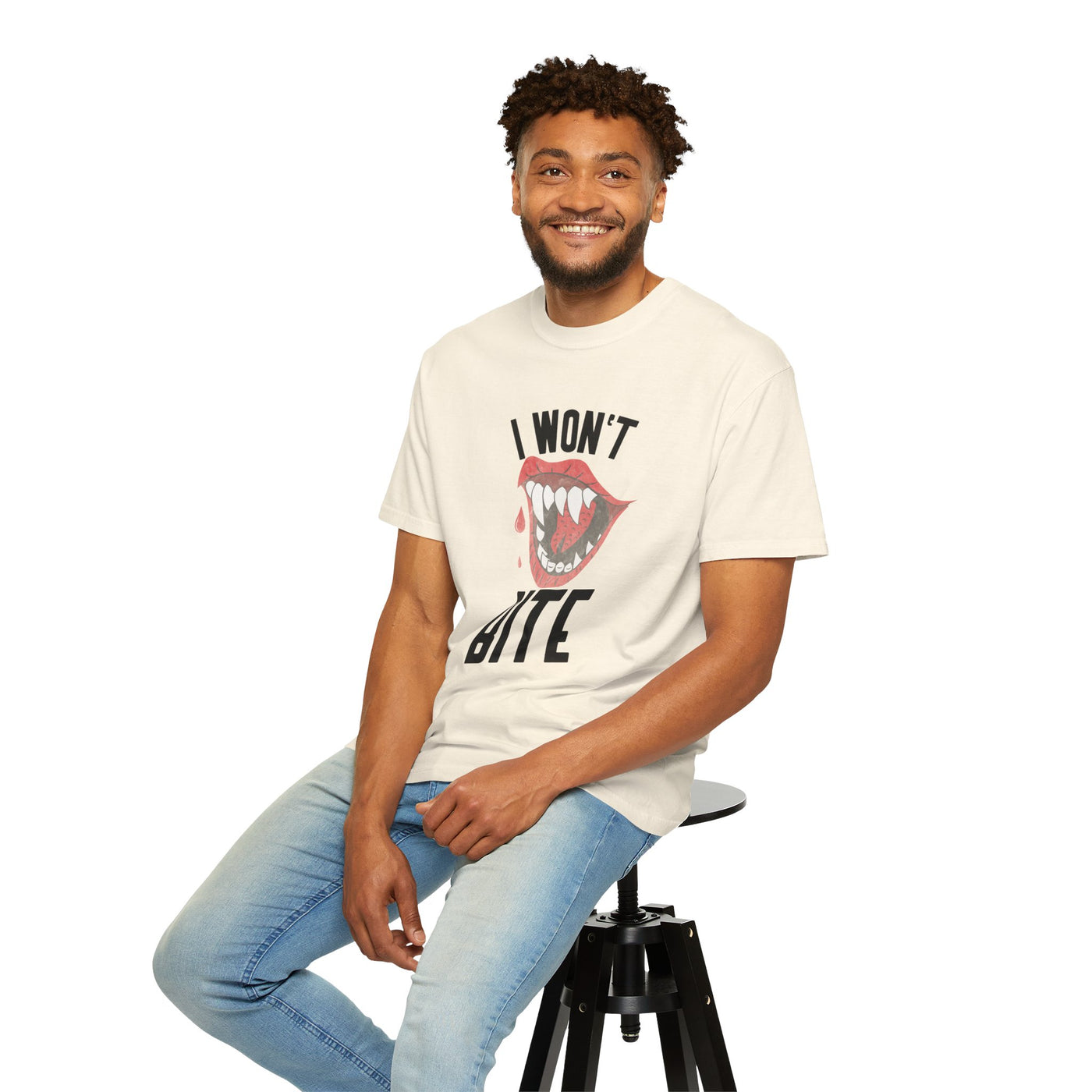 Fun Unisex 'I Won't Bite' T-Shirt for Halloween, Casual Wear, Graphic Tee, Gift for Friends, Statement Shirt