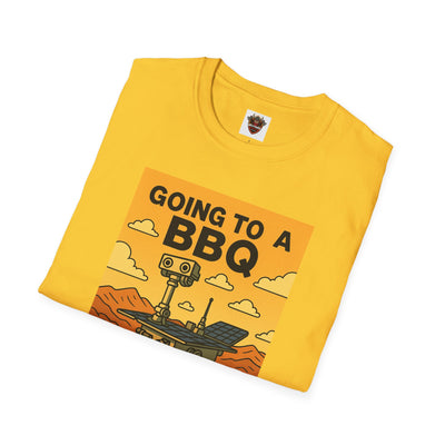 BBQ Rover Unisex Softstyle T-Shirt | Fun BBQ Shirt, Space Enthusiast Gift, Summer Picnic Wear, Mars Rover Shirt, Unique Graphic Tee