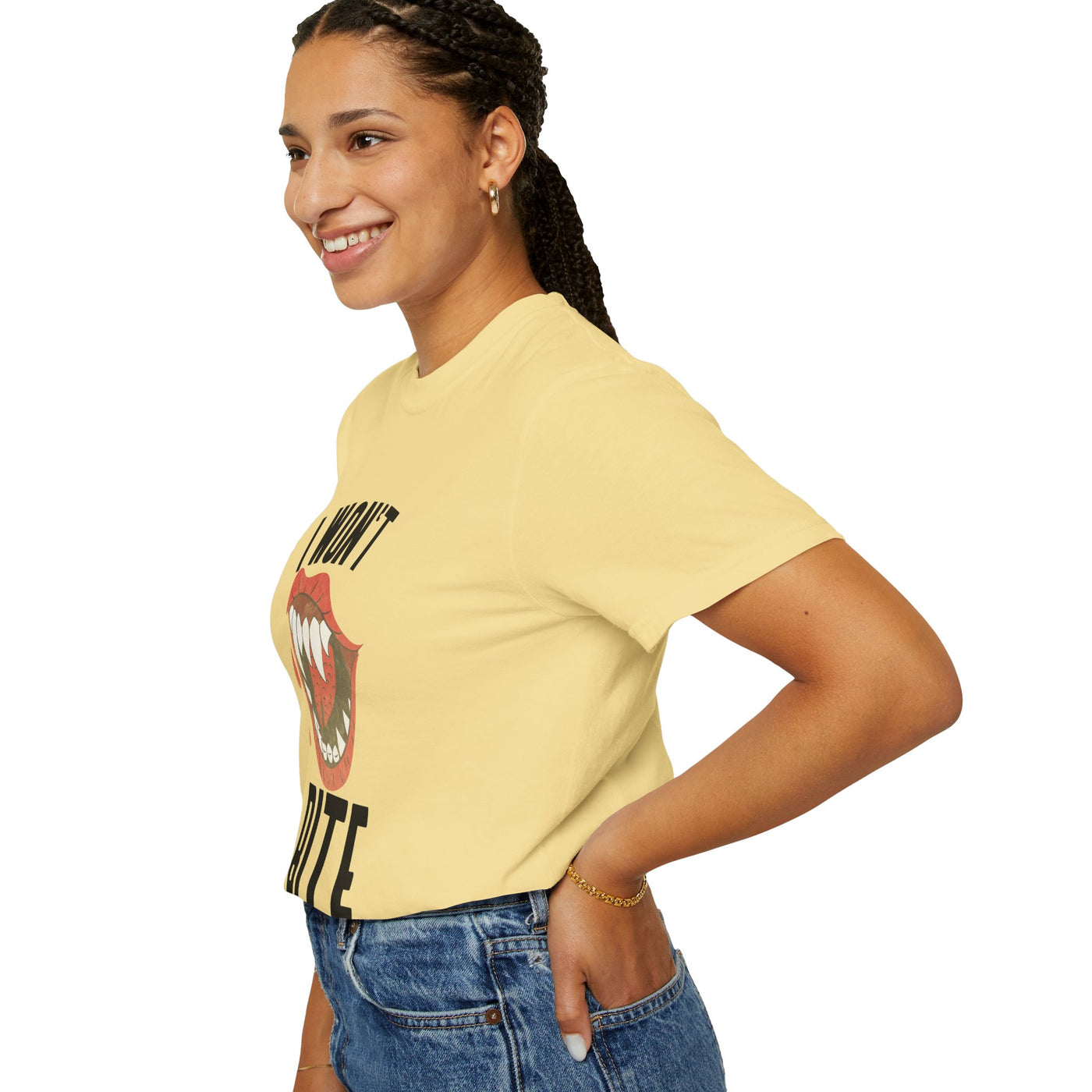 Fun Unisex 'I Won't Bite' T-Shirt for Halloween, Casual Wear, Graphic Tee, Gift for Friends, Statement Shirt