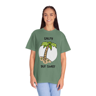 Salty But Sweet T-Shirt, Unisex Garment-Dyed Tee for Beach Lovers, Casual Summer Wear, Gift for Vacation, Ocean Vibes