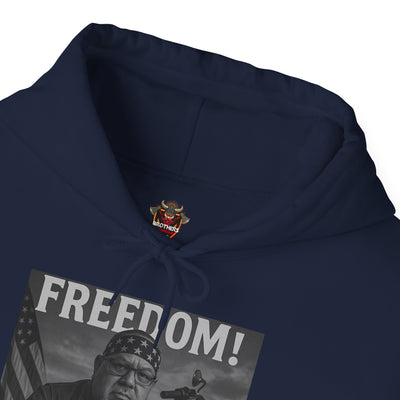Freedom & Barbeque Unisex Heavy Blend™ Hooded Sweatshirt, Cozy Pullover, Gift for BBQ Lovers, Casual Wear, Freedom Theme, Outdoor Events
